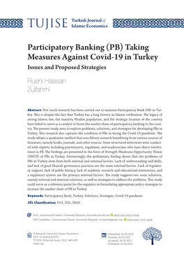 Participatory Banking (PB) Taking Measures Against Covid-19 in Turkey Issues and Proposed Strategies Rusni Hassan Zulfahmi