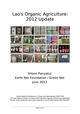 Lao's Organic Agriculture: 2012 Update