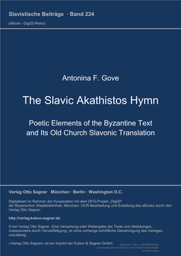 The Slavic Akathistos Hymn