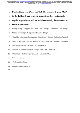 Dual Oxidase Gene Duox and Toll-Like Receptor 3 Gene TLR3 in the Toll