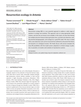 Resurrection Ecology in Artemia