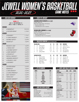 2020-2021 SCHEDULE &gt;&gt;&gt; INSIDE the MATCHUP &gt;&gt;&gt; PROJECTED