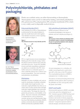 Polyvinylchloride, Phthalates and Packaging