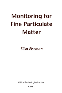 Monitoring for Fine Particulate Matter