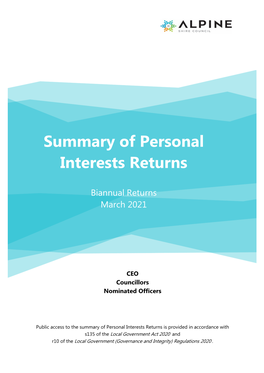 Summary of Personal Interests Returns
