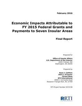 Economic Impacts Attributable to FY 2015 Federal Grants and Payments to Seven Insular Areas