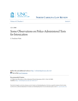 Some Observations on Police-Administered Tests for Intoxication L