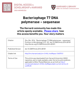Bacteriophage T7 DNA Polymerase – Sequenase
