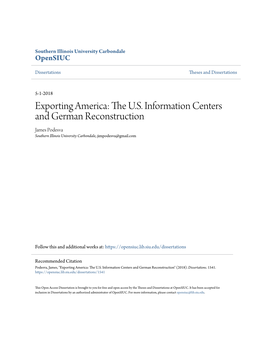 Exporting America: the U.S. Information Centers and German Reconstruction