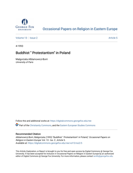 Buddhist " Protestantism" in Poland