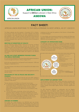 Fact Sheet: African Union Response to the Ebola Epidemic in West Africa, As of 1/26/2015