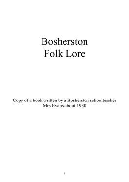 Bosherston Folk Lore