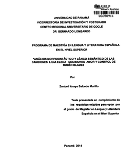 II 19E2111 1 111 UNIVERSIDAD DE PANAMÁ Vicerrectoria DE INVESTIGACIÓN Y POSTGRADO CENTRO REGIONAL UNIVERSITARIO DE COCLÉ DR BERNARDO LOMBARDO