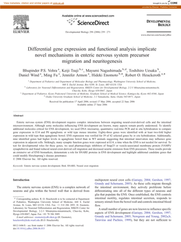 Differential Gene Expression and Functional Analysis Implicate Novel Mechanisms in Enteric Nervous System Precursor Migration and Neuritogenesis