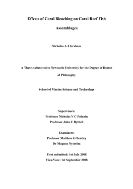 Effects of Coral Bleaching on Coral Reef Fish Assemblages