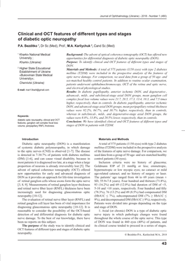 Clinical and OCT Features of Different Types and Stages of Diabetic Optic Neuropathy P.A