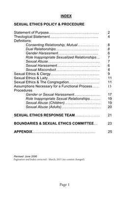 Sexual Ethics Policy & Procedures