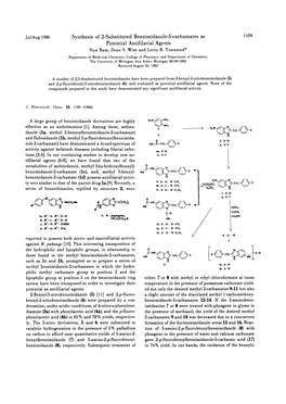 Synthesis of 2-Substituted Benzimidazole-5-Carbamates As 1109 Potential Antifilarial Agents Siya Ram, Dean S