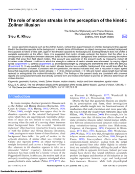 The Role of Motion Streaks in the Perception of the Kinetic Zollner Illusion