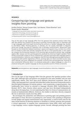 Comparing Sign Language and Gesture: Insights from Pointing