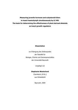 Measuring Juvenile Hormone and Ecdysteroid Titers in Insect