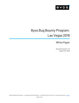 Byos Bug Bounty Program: Las Vegas 2019