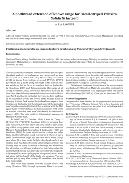 A Northward Extension of Known Range for Broad-Striped Vontsira Galidictis Fasciata