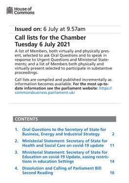 Ministerial Statement: Secretary of State for Health and Social Care on Covid-19 Update 11 3