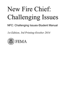 New Fire Chief: Challenging Issues-Student Manual