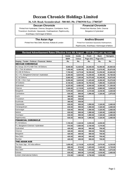 Deccan Chronicle Holdings Limited Andhra Bhoomi Daily (Telugu) All A