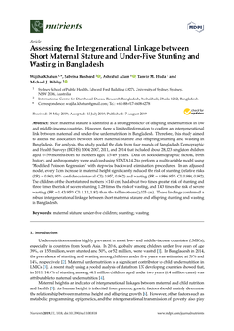 Assessing the Intergenerational Linkage Between Short Maternal Stature and Under-Five Stunting and Wasting in Bangladesh