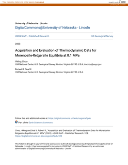 Acquisition and Evaluation of Thermodynamic Data for Morenosite-Retgersite Equilibria at 0.1 Mpa