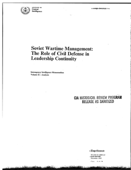 Soviet Wartime Management: the Role of Civil Defense in Leadership Continuity