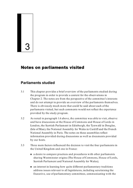 Notes on Parliaments Visited