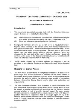 Item Cmdt11e Transport Decisions Committee