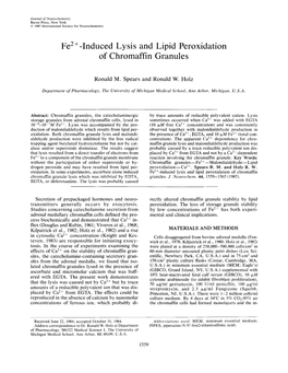 Fe2+-Induced Lysis and Lipid Peroxidation of Chromaffin Granules