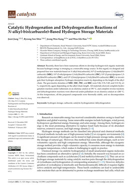 Catalytic Hydrogenation and Dehydrogenation Reactions of N-Alkyl-Bis(Carbazole)-Based Hydrogen Storage Materials