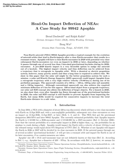 Head-On Impact Deflection of Neas: a Case Study for 99942 Apophis