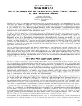 Field Trip Log Gulf of California Rift System: Laguna Salda-Valles Chico-San Feli- Pe, Baja California, México