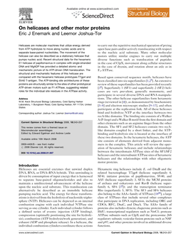 On Helicases and Other Motor Proteins Eric J Enemark and Leemor Joshua-Tor