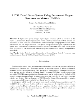 A DSP Based Servo System Using Permanent Magnet Synchronous