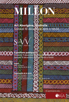 Art Aborigène, Australie Samedi 10 Décembre 2016 À 16H30