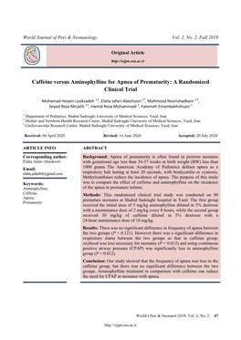 Caffeine Versus Aminophylline for Apnea of Prematurity: a Randomized Clinical Trial