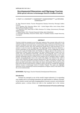 Developmental Dimensions and Pilgrimage Tourism (With Special Reference to Karimnagar District of Andhra Pradesh)