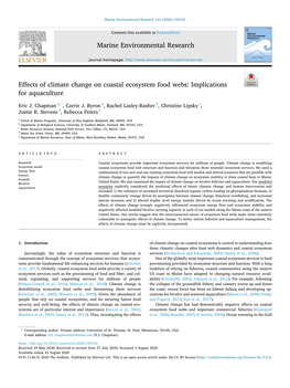 Effects of Climate Change on Coastal Ecosystem Food Webs: Implications for Aquaculture