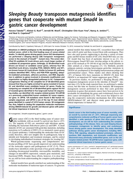 Sleeping Beauty Transposon Mutagenesis Identifies Genes That