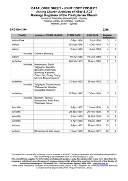 Catalogue Sheet