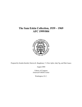 The Sam Eskin Collection, 1939-1969, AFC 1999/004