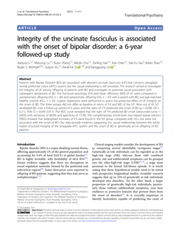 Integrity of the Uncinate Fasciculus Is Associated with the Onset