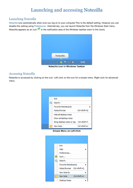 Launching and Accessing Notezilla